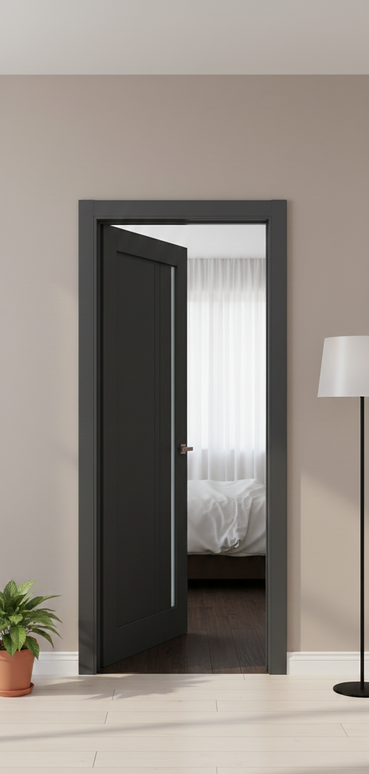 Ușă de interior ML-612 cu riflaj vertical și sticlă