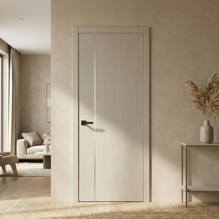 Ușă de interior PL-31 – design minimalist cu inserție verticală din aluminiu