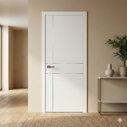 Ușă de interior PL-30 – design geometric modern cu inserții aluminiu