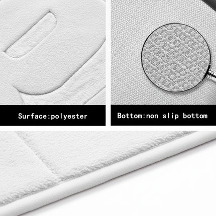 Covoraș baie cu inscripție BATH, antiderapant TRP, 45×75 cm, Alb