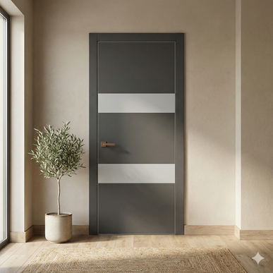 Ușă de interior PL-26 – design modern cu inserții din sticlă/oglindă aplicată