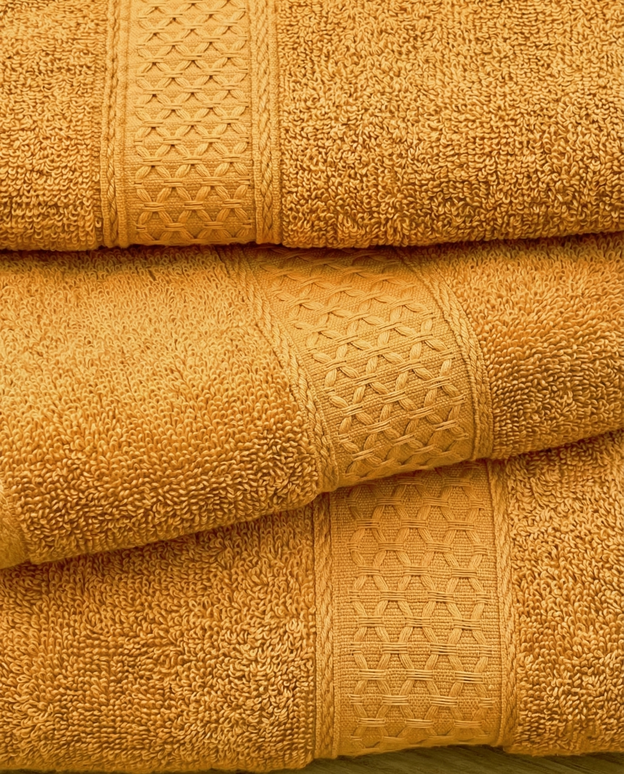 Set 3 prosoape baie, bumbac 100%, PORTOCALIU, 75×150 cm + 40×80 cm + 50×80 cm
