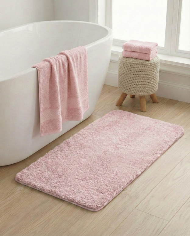 Set 3 prosoape baie, bumbac 100%, ROZ DESCHIS, 75×150 cm + 40×80 cm + 50×80 cm