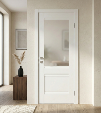 Ușă interior Valencia G White Silk Mat-Sticlă satinată