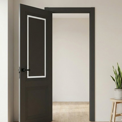 Ușă de interior T17-design cu chenar din sticlă și panou frezat