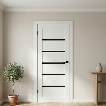 Ușă de interior T-07-design cu inserții orizontale din sticlă