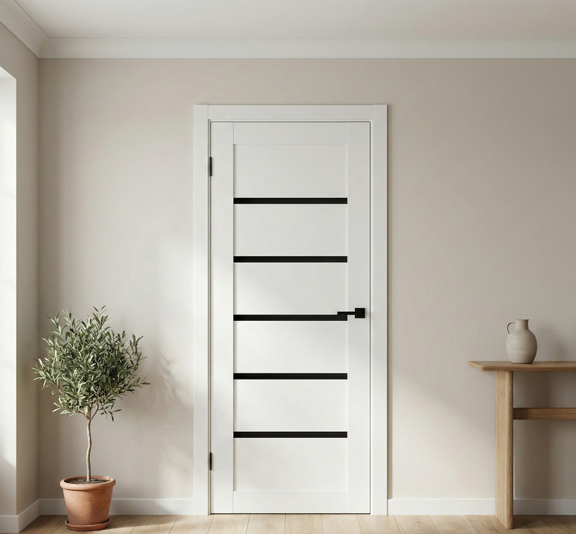Ușă de interior T-07-design cu inserții orizontale din sticlă
