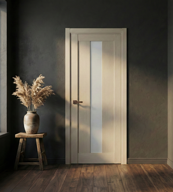Ușă de interior ML-01 cu sticlă satinată centrală, design minimalist