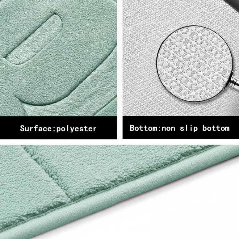 Covoraș baie cu inscripție BATH, antiderapant TRP, 45×75 cm, Verde menta