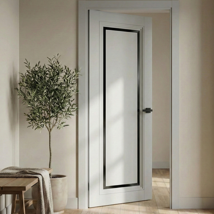 Ușă de interior T-16 cu chenar din sticlă, design clasic-modern