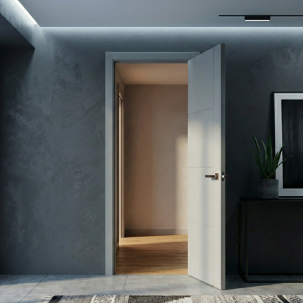 Ușă de interior ST-15 – Geometrie modernă cu linii verticale și orizontale