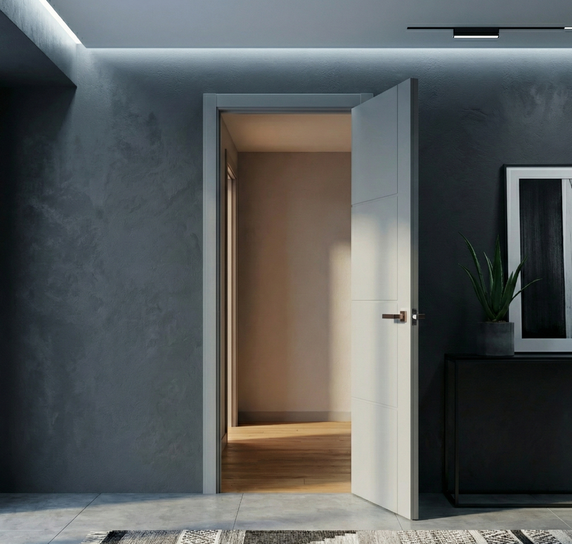 Ușă de interior ST-15 – Geometrie modernă cu linii verticale și orizontale
