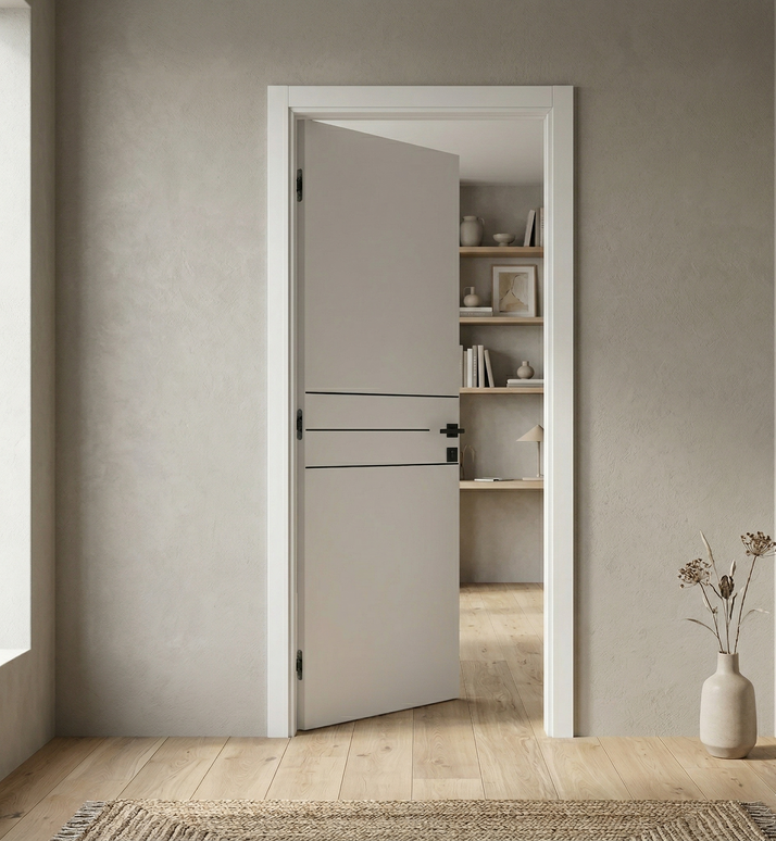 Ușă interior JY-005 alb mat cu 3 inserții negre