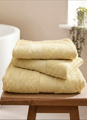 Set 3 prosoape baie, bumbac 100%, GALBEN, 75×150 cm + 40×80 cm + 50×80 cm