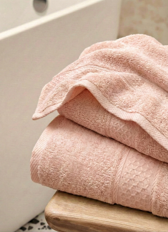 Set 3 prosoape baie, bumbac 100%, ROZ DESCHIS, 75×150 cm + 40×80 cm + 50×80 cm