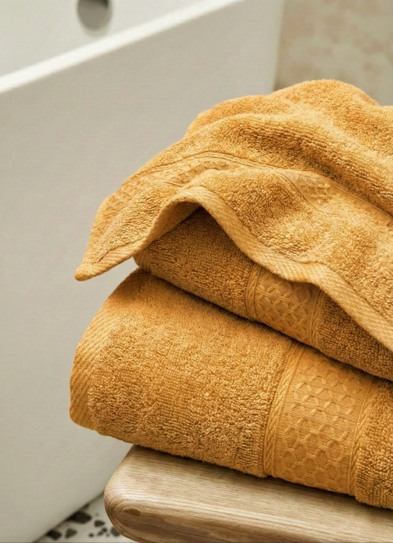 Set 3 prosoape baie, bumbac 100%, PORTOCALIU, 75×150 cm + 40×80 cm + 50×80 cm