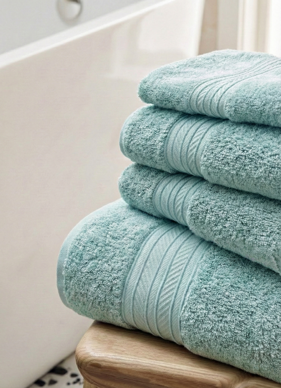 Set prosoape premium 4 piese, baie + mâini, 100% bumbac, turcoaz