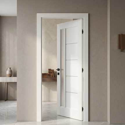 Ușă de interior albă cu sticlă satinată JY-AS-016