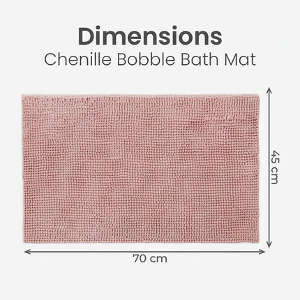 Covoraș baie din chenilia fină, strat antiderapant, 45×70 cm, Roz pudra