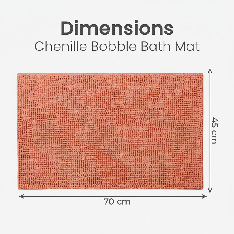 Covoraș baie din chenilia fină, strat antiderapant, 45×70 cm, Somon cald