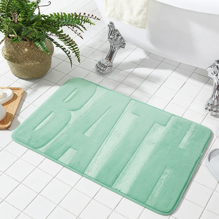 Covoraș baie cu inscripție BATH, antiderapant TRP, 45×75 cm, Verde menta