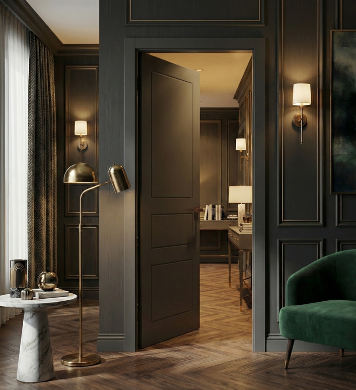 Ușă de interior ST-31 – 3 panouri gravate, design clasic reinterpretat