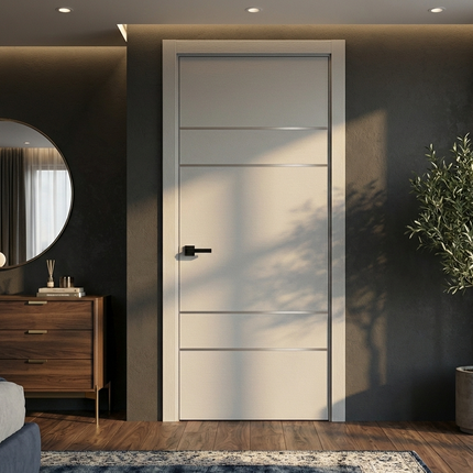 Ușă de interior PL-09 – design modern cu 4 inserții metalice