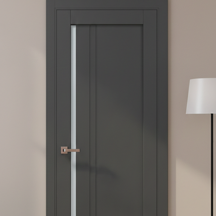 Ușă de interior ML-612 cu riflaj vertical și sticlă