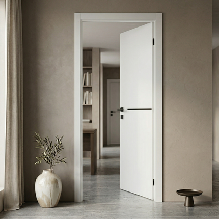 Ușă de interior JY-006 alb mat cu inserție neagră