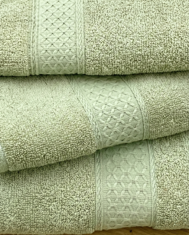 Set 3 prosoape baie, bumbac 100%, VERDE DESCHIS, 75×150 cm + 40×80 cm + 50×80 cm