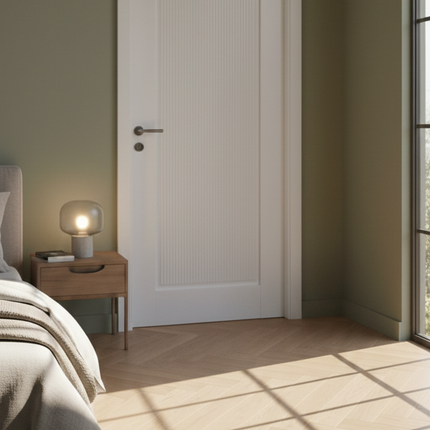 Ușă de interior albă mată riflată JY-AS 003