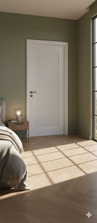 Ușă de interior albă mată riflată JY-AS 003