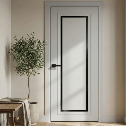 Ușă de interior T-16 cu chenar din sticlă, design clasic-modern
