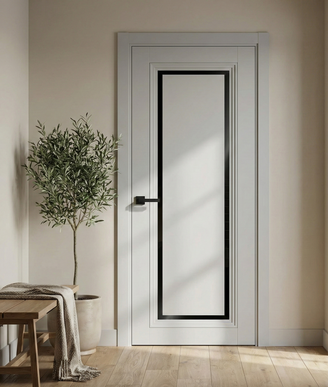 Ușă de interior T-16 cu chenar din sticlă, design clasic-modern