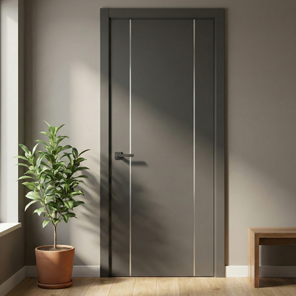 Ușă de interior PL-32 – design modern cu 2 inserții verticale din aluminiu