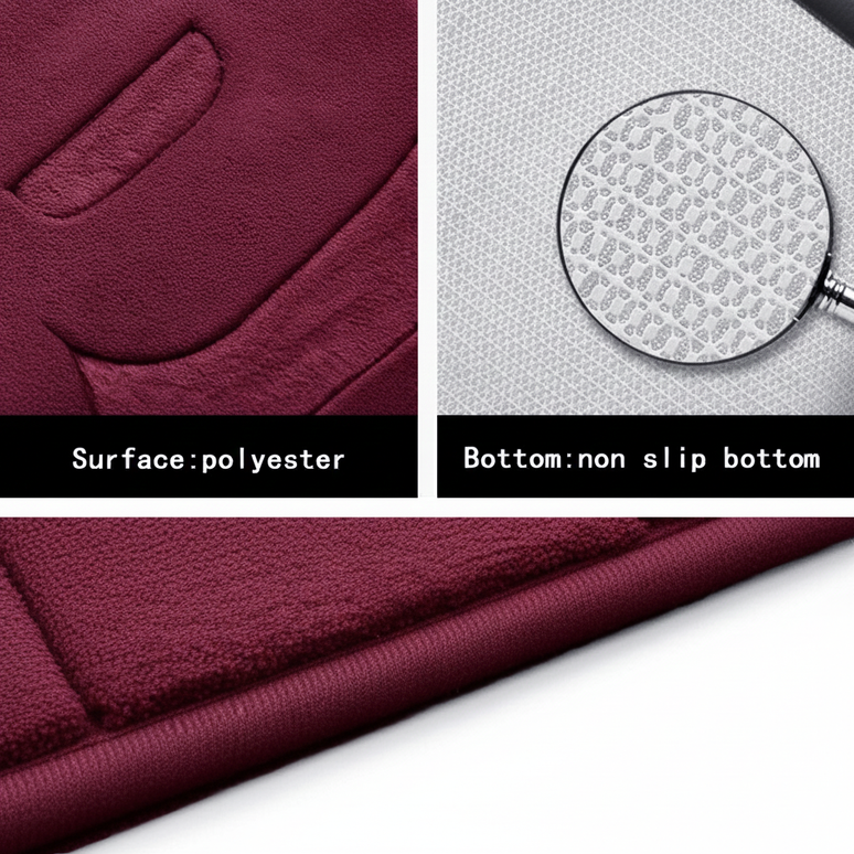 Covoraș baie cu inscripție BATH, antiderapant TRP, 45×75 cm, Burgundy