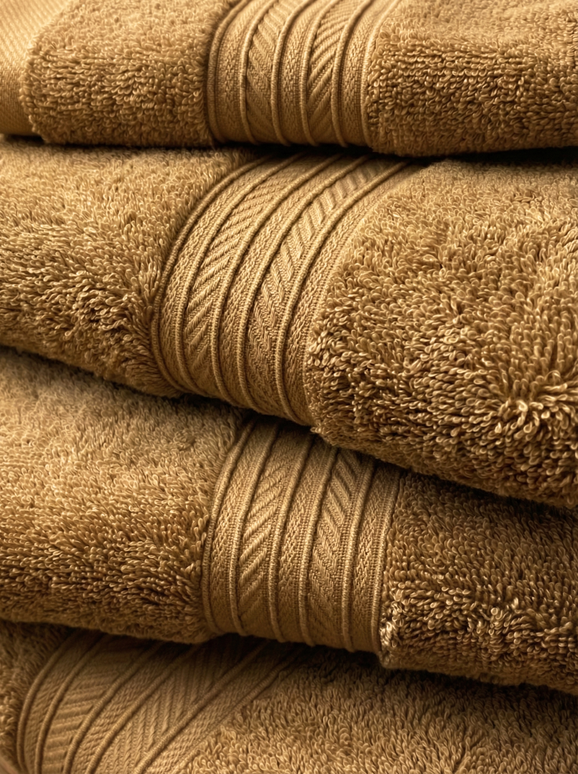 Set prosoape premium 4 piese, baie + mâini, 100% bumbac, mustar