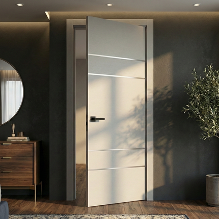 Ușă de interior PL-09 – design modern cu 4 inserții metalice