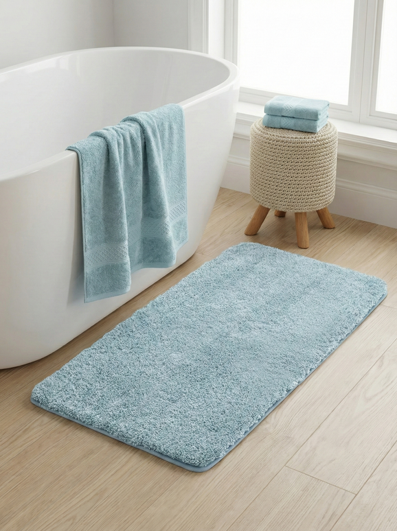 Set 3 prosoape baie, bumbac 100%, ALBASTRU DESCHIS, 75×150 cm + 40×80 cm + 50×80 cm