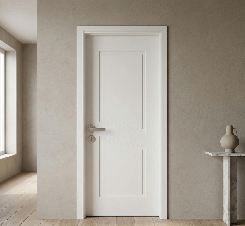 Ușă de interior JY-007-alb cu panouri geometrice