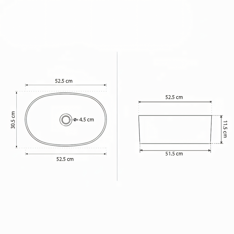 Lavoar oval ceramic alb A509 – design minimalist