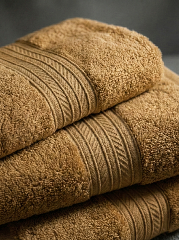 Set prosoape premium 4 piese, baie + mâini, 100% bumbac, mustar