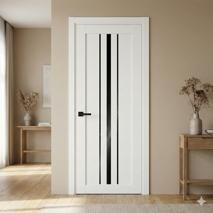 Ușă de interior T-03 cu inserții verticale din sticlă