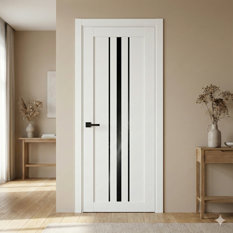 Ușă de interior T-03 cu inserții verticale din sticlă
