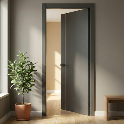 Ușă de interior PL-32 – design modern cu 2 inserții verticale din aluminiu