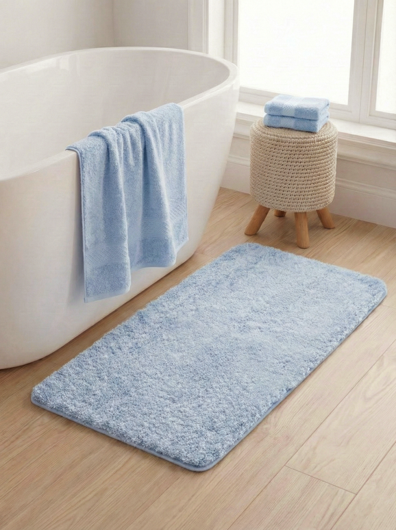 Set 3 prosoape baie, bumbac 100%, ALBASTRU GRI, 75×150 cm + 40×80 cm + 50×80 cm