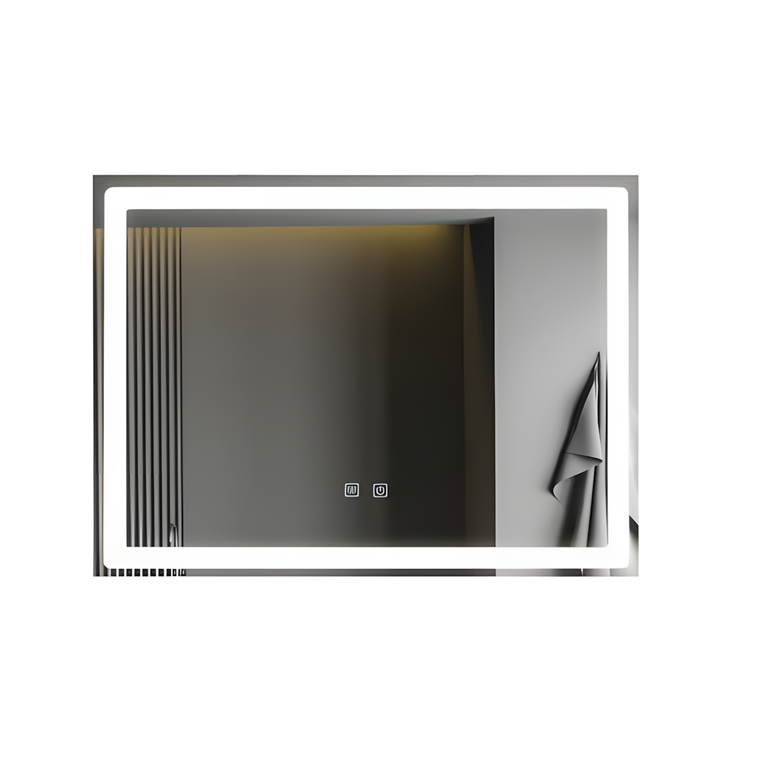 Oglindă baie LED H103 rectangulară cu 3 lumini, anti-aburire și touch control