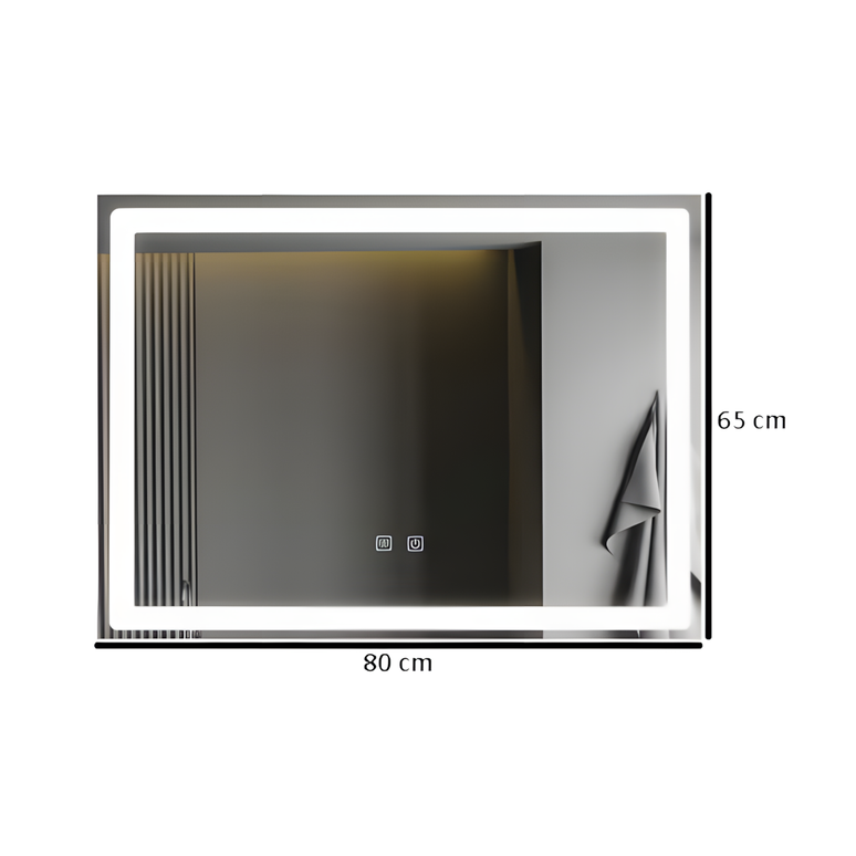 Oglindă baie LED H103 rectangulară cu 3 lumini, anti-aburire și touch control