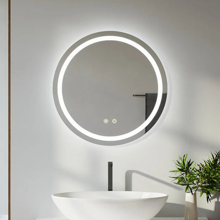 Oglindă baie LED H105 rotundă cu 3 lumini, anti-aburire și touch control
