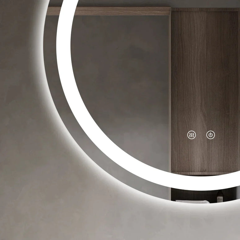 Oglindă baie LED H105 rotundă cu 3 lumini, anti-aburire și touch control